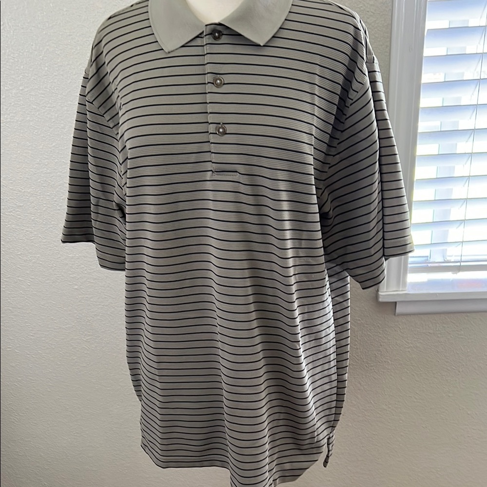 Men's Gray Striped Polo Shirt by Grand Slam LG